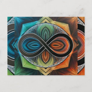 Cartão Postal Infinity Mandala African Tribal Mask Abstrato