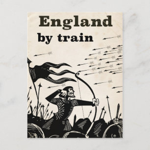 Cartão Postal Inglaterra De trem pôster de viagem vintage