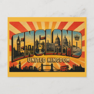 Cartão Postal Inglaterra Reino Unido Arte de Viagem Vintage