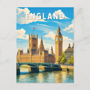 Cartão Postal Inglaterra Reino Unido Ilustração Viagem Arte