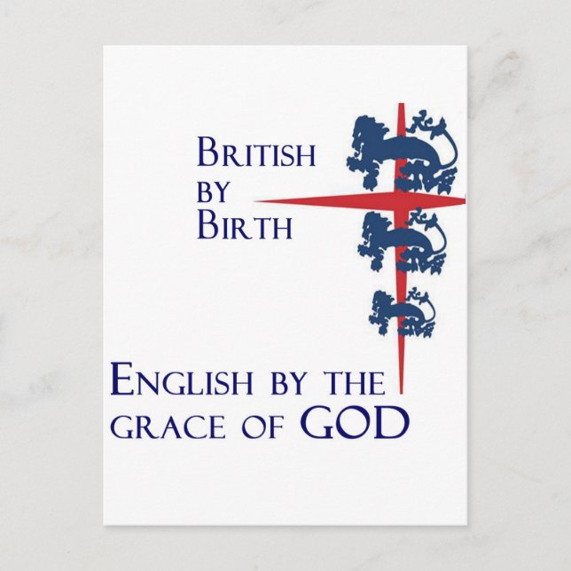 Cartão Postal Inglês britânico nascido pela graça de deus (Frente)
