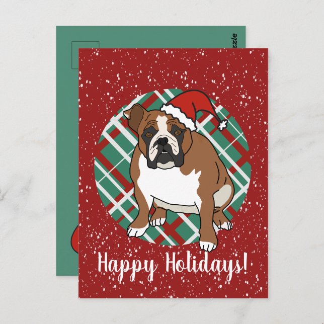 Cartão Postal Inglês Buldogue Christmas (Frente/Verso)