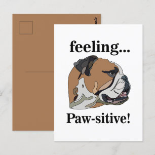 Cartão Postal Inglês Buldogue Sentindo Pawsitive Pet Face