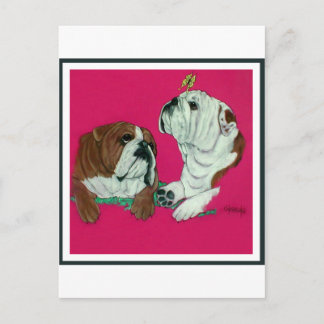 Cartão Postal Inglês Bulldog Duo