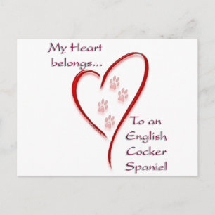Cartão Postal Inglês Cocker Spaniel Hearts Pertence