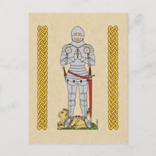 Cartão Postal Inglês Medieval Knight Circa 1430