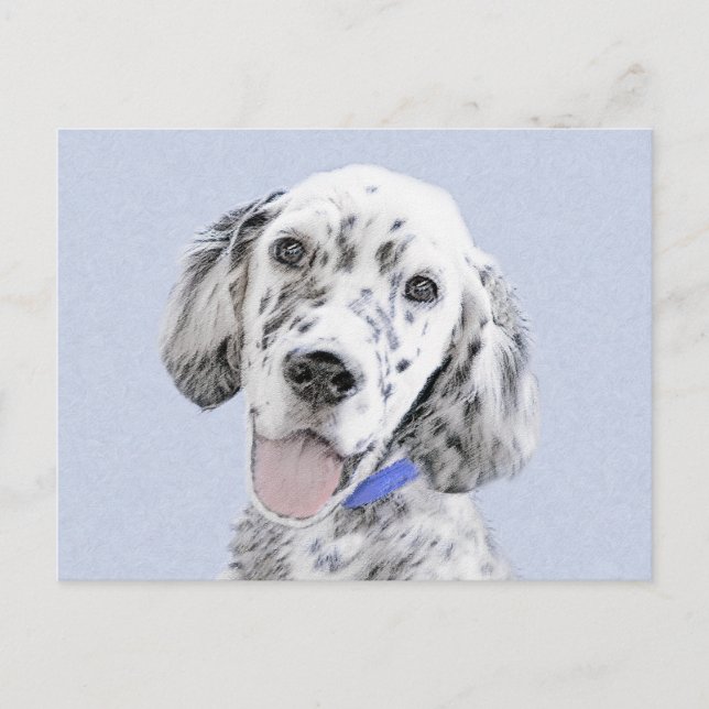 Cartão Postal Inglês Setter Blue Belton pintando arte canina (Frente)