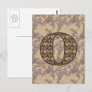 Cartão Postal Inicial de Monograma O Floral Vintage Elegante