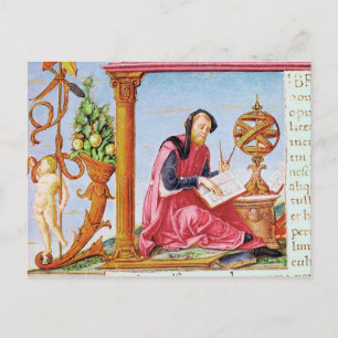 Cartão Postal Inicial historiada 'L' representando Plínio o