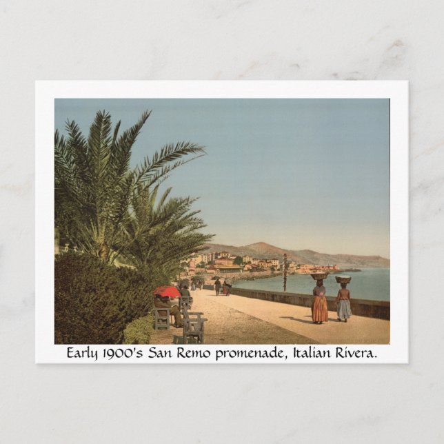 Cartão Postal Início da década de 1900 Itália, Promenade em San  (Frente)