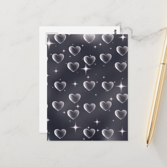 Cartão Postal Início dos anos 2000 Arte Escolar de Coração Negro (Frente/Verso In Situ)