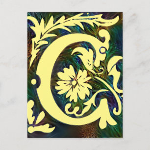 Cartão Postal Initail - Letra C Vintage Corlorul - ornamento