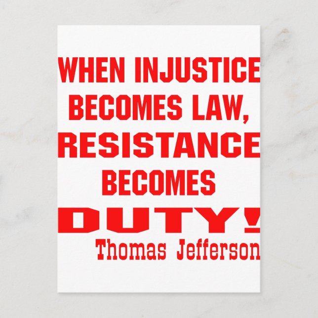 Cartão Postal Injustiça Torna-se Resistência à Lei Torna-se Obri (Frente)