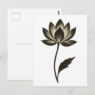 Cartão Postal Ink Brush Lotus – Minimalist Floral Design on