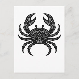 Cartão Postal Ink‑Carved Crab — Mythic Sea Creature T‑Shirt