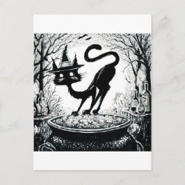 Cartão Postal Inktober 2018 Dia 4 - Gato Bruxedo