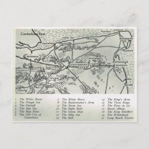 Cartão Postal Inns de Kent, Inns perto do Mapa de Cantuária