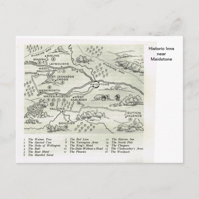 Cartão Postal Inns históricos perto de Maidstone (Frente)