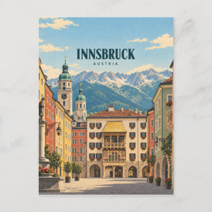 Cartão Postal Innsbruck Áustria Arte de Viagem Vintage