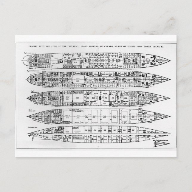 Cartão Postal Inquérito na Perda do Titanic: Troços cruzados (Frente)