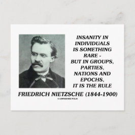 Cartão Postal Insanidade Nietzsche Raros Em Indivíduos Citação