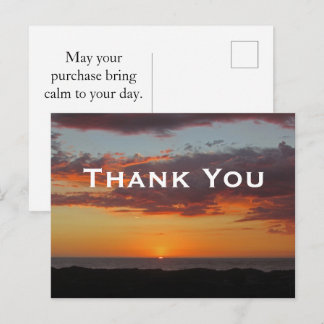 Cartão Postal Inserção de Agradecimento ao Cliente Oceano Calmo