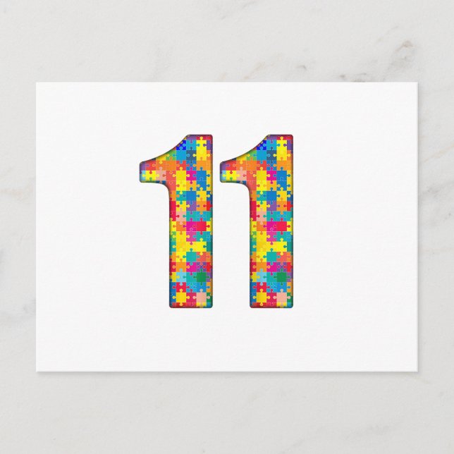 Cartão Postal Inserção de Autismo para Menino Menina de 11 Anos  (Frente)