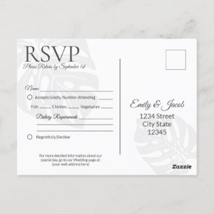 Cartão Postal Inserção do Cartão-Postal RSVP de Casamento Clássi