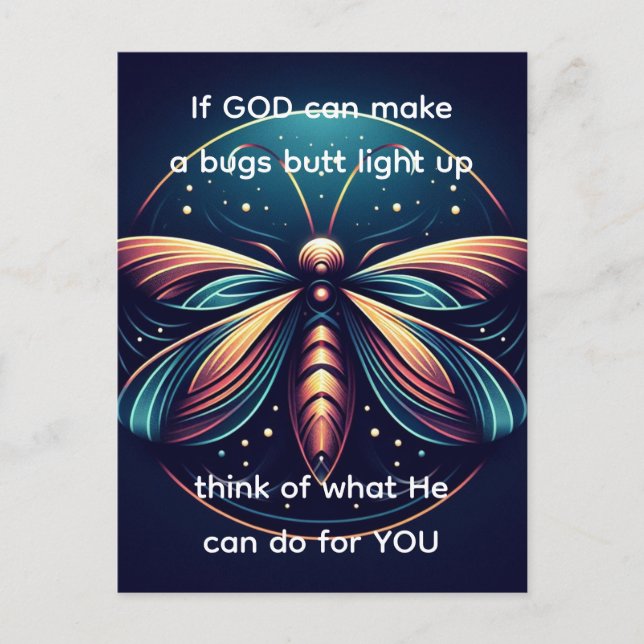 Cartão Postal Insetos Bumbum Acende Firefly inseto  Engraçado (Frente)