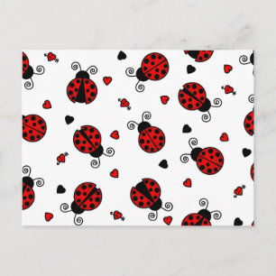 Cartão Postal Insetos de amor Red Ladybugs
