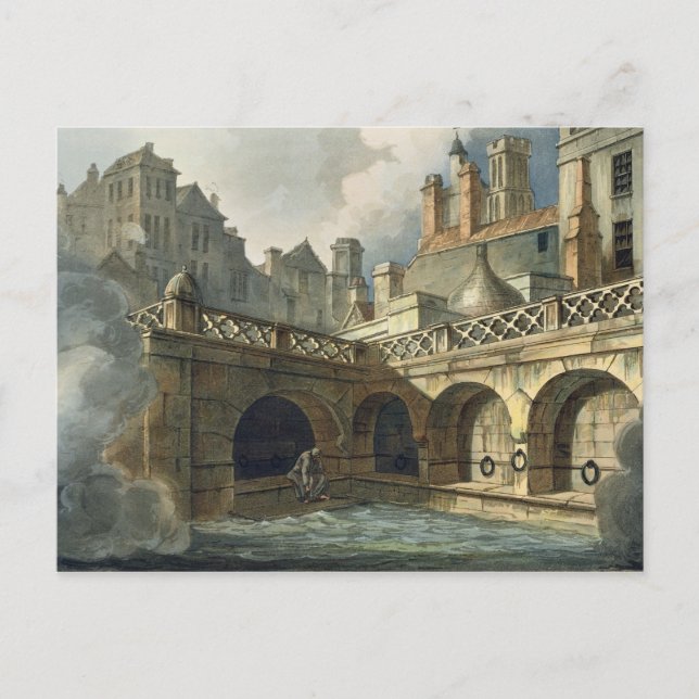 Cartão Postal Inside of Queen's Bath, from 'Bath Illustrated by (Frente)