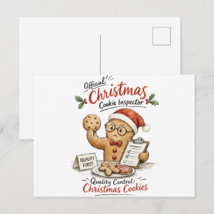 Cartão Postal Inspetor de Biscoito de Natal Aquarela