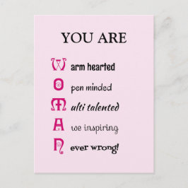 Cartão Postal inspiração de autoestima personalizada WOMAN