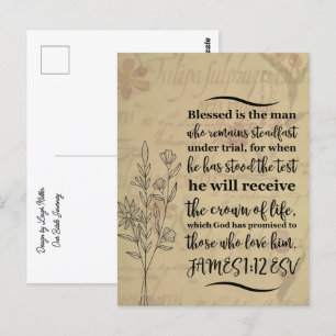 Cartão Postal Inspirado na Bíblia - Tiago 1:12