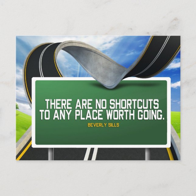 Cartão postal inspirador sem atalhos (Frente)