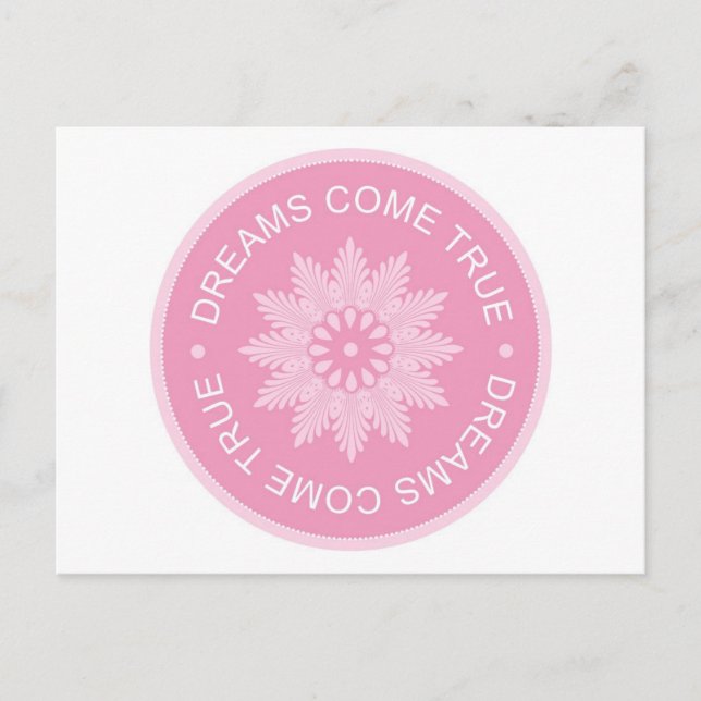 Cartão Postal Inspirational 3 Word cita ~Sonhos tornam-se realid (Frente)