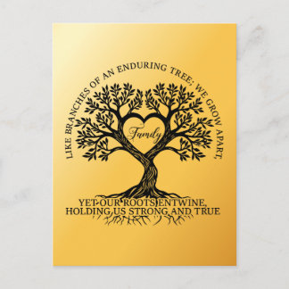 Cartão Postal Inspirational family quotes on a tree with roots