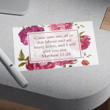 Inspirational Matthew 11:28 Pink Floral