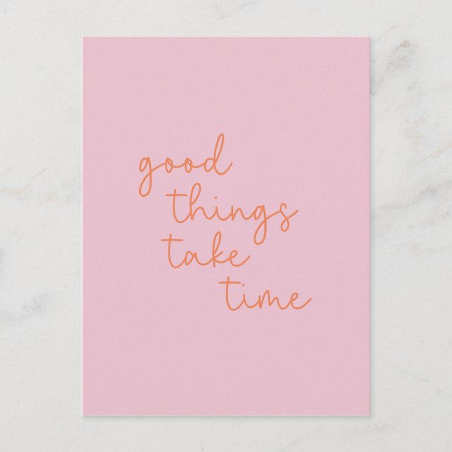 Cartão Postal Inspirational Quote in Pink and Orange  (Frente)