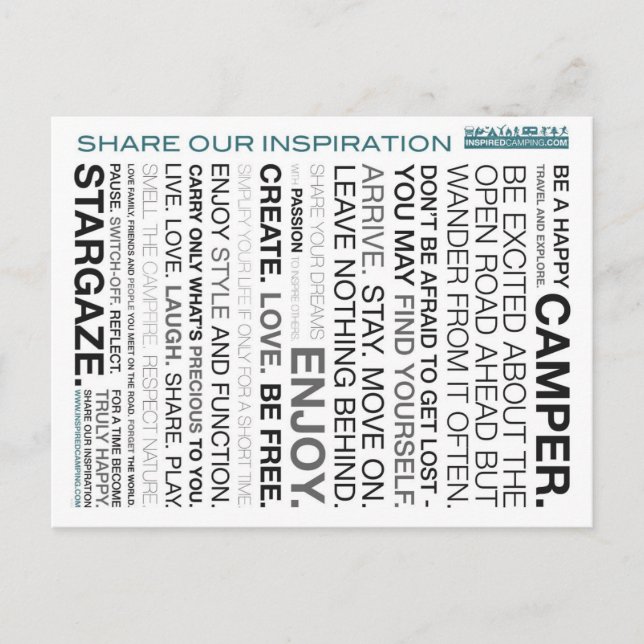 Cartão Postal Inspired Camping Mantra Postcards (Frente)