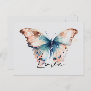 Cartão Postal Inspiron Love Aqua Blue Butterfly