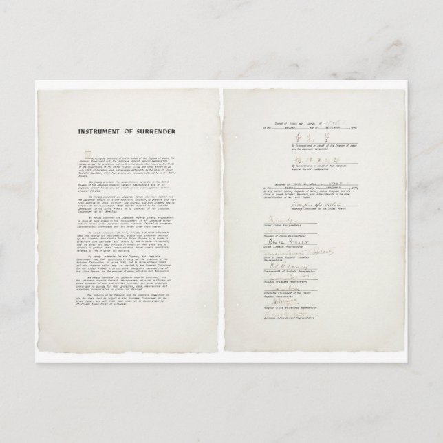 Cartão Postal Instrumento de rendição para a Segunda Guerra Mund (Frente)