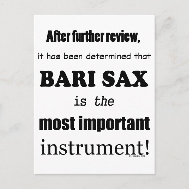 Cartão Postal Instrumento mais importante de Bari Sax (Frente)