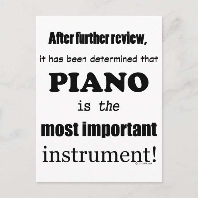 Cartão Postal Instrumento mais importante para o Piano (Frente)