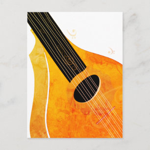 Cartão Postal Instrumento Musical de Arte Bouzouki Laranja 