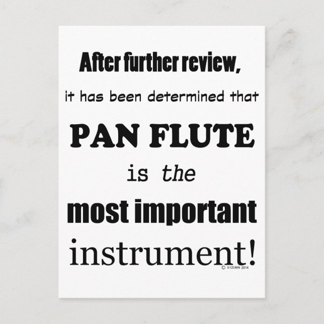 Cartão Postal Instrumento Pan Flute Mais Importante (Frente)