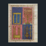 Cartão Postal Instrumentos do Templo<br><div class="desc">Instrumentos fol.26r do Templo da Escola Italiana Ms.OR.26,  da Bíblia Hebraica situada na Biblioteca Universitaria Estense,  Modena,  Itália. Os instrumentos fol.26r da Sra.OR.26 do Templo,  da Bíblia hebraica,  foram criados por volta do século 15.</div>