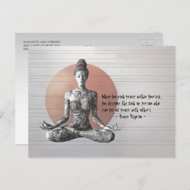 Cartão Postal Instrutor de Meditação Yoga Reiki Master Lotus Pos (Frente/Verso)