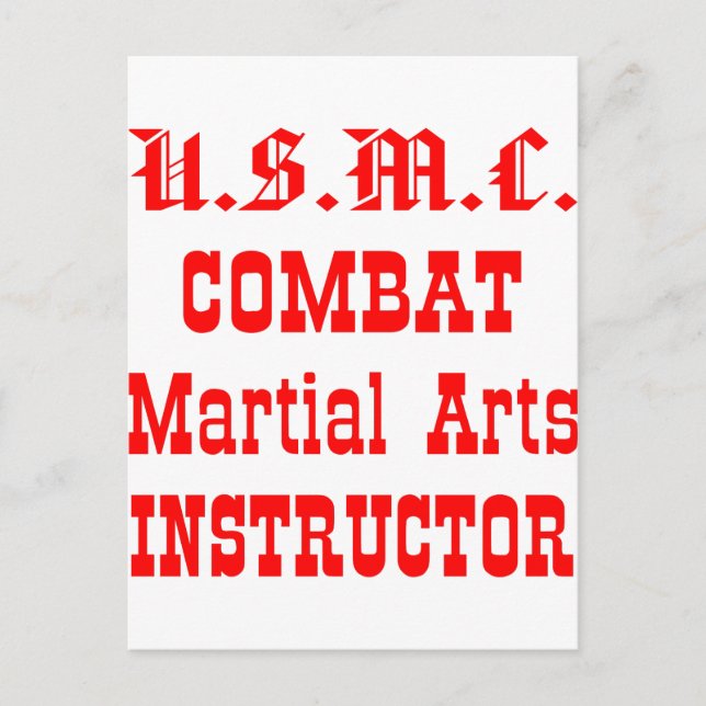 Cartão Postal Instrutor USMC Combat Martial Arts (Frente)