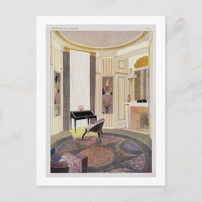 Cartão Postal Interior com móveis projetados por Ruhlmann, de (Frente)